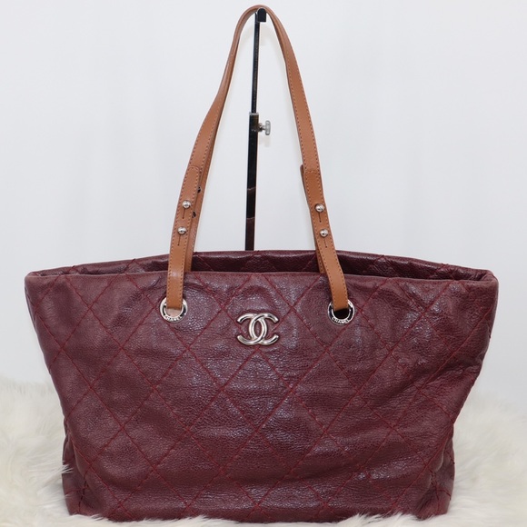 Quilted CC Shoulder tote Bag Calfskin Purple - Picture 2 of 8